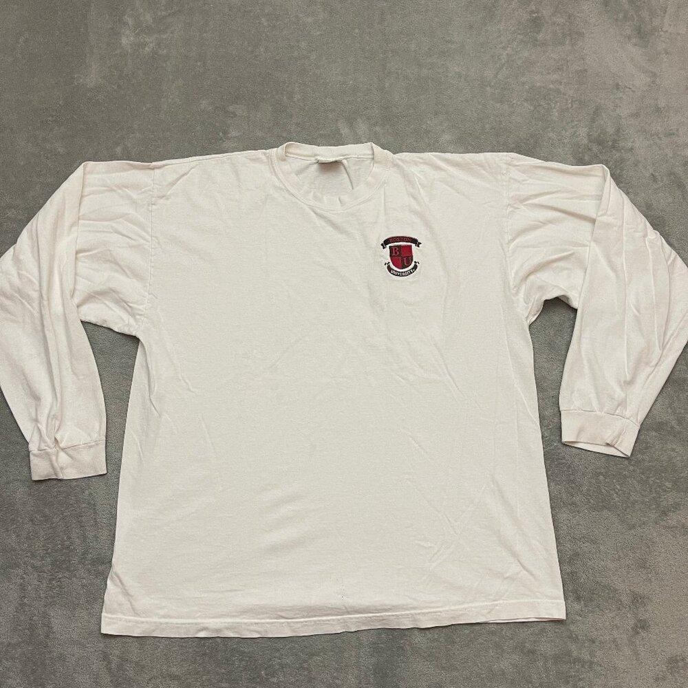 Vintage Single stitch Boston University Tshirt White Size XL Pullover Crewneck